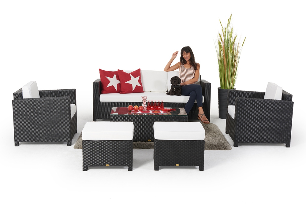Rattan Lounge 3er Diamond schwarz
