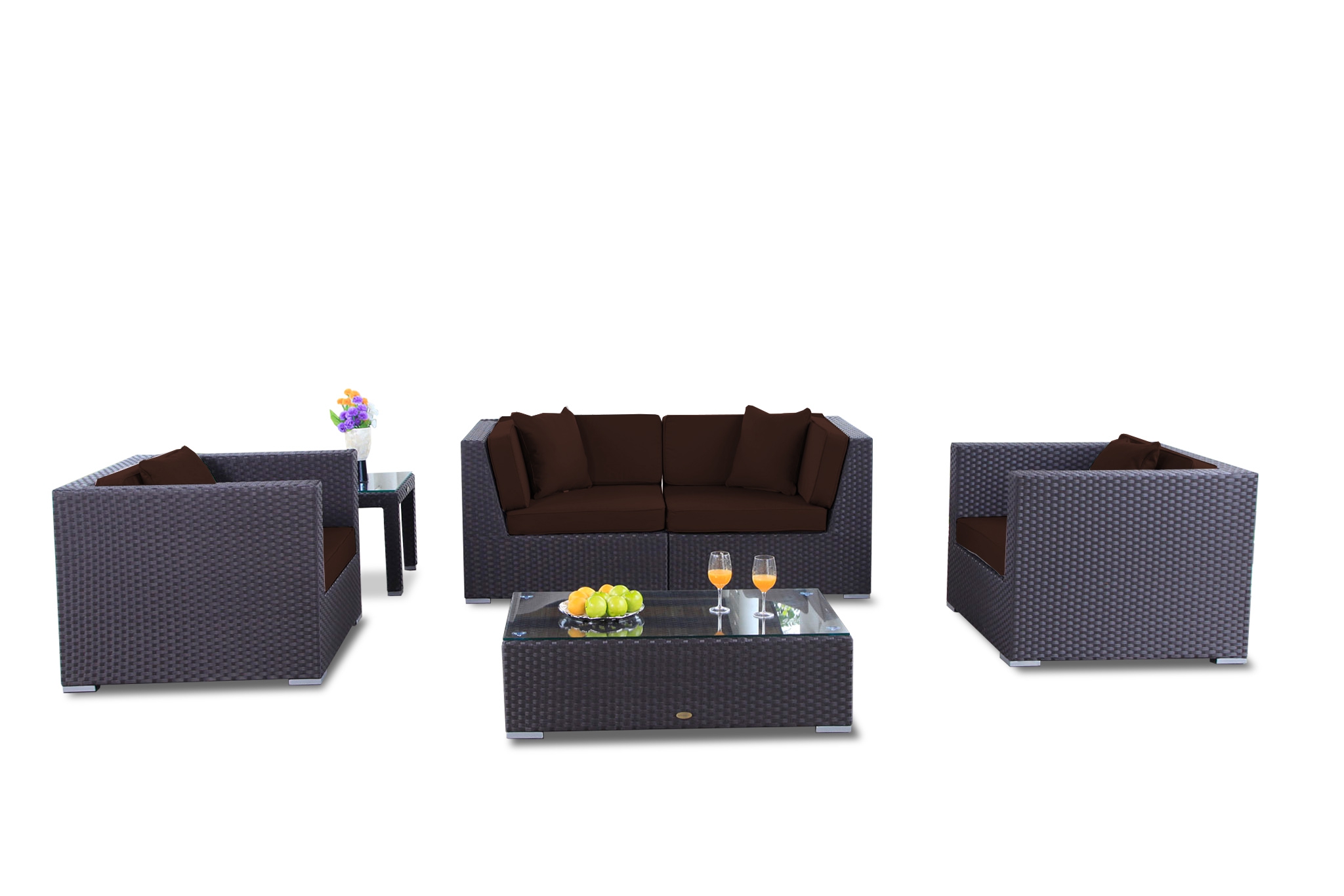 Rattan Lounge Bao Polsterbezug braun