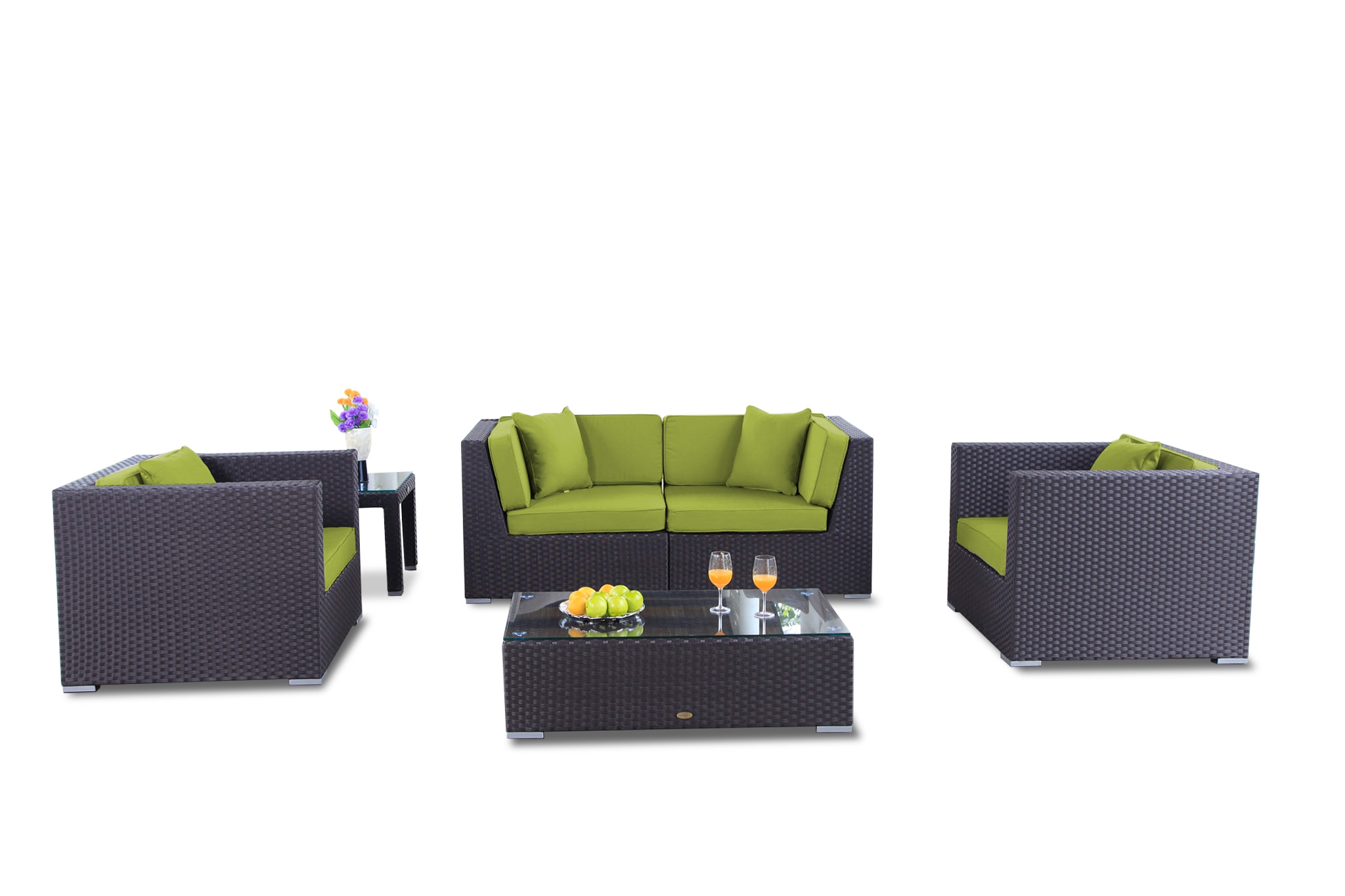 Rattan Lounge Bao Polsterbezug grün