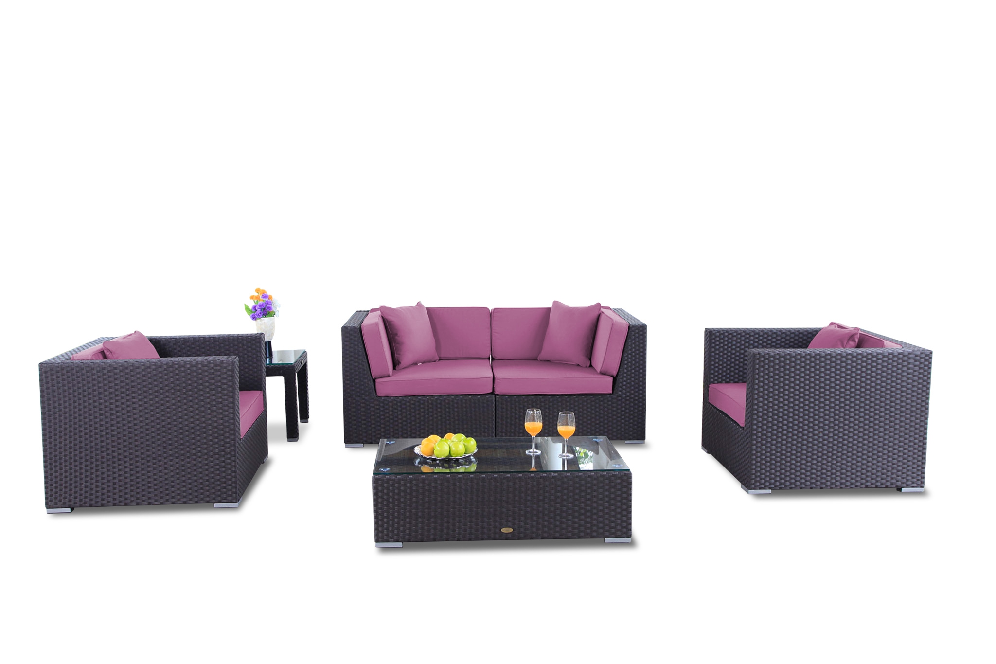 Rattan Lounge Bao Polsterbezug lila