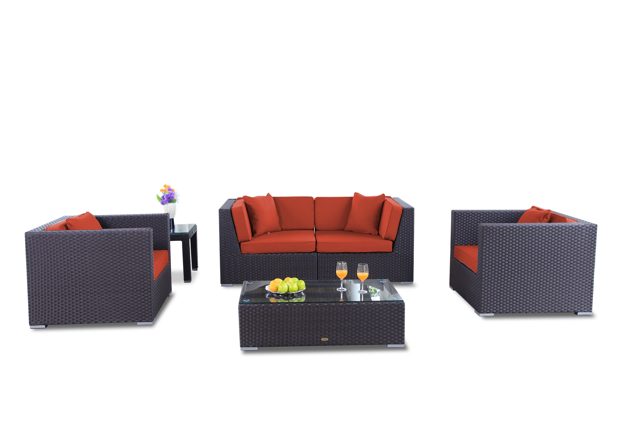 Rattan Lounge Bao Polsterbezug orange