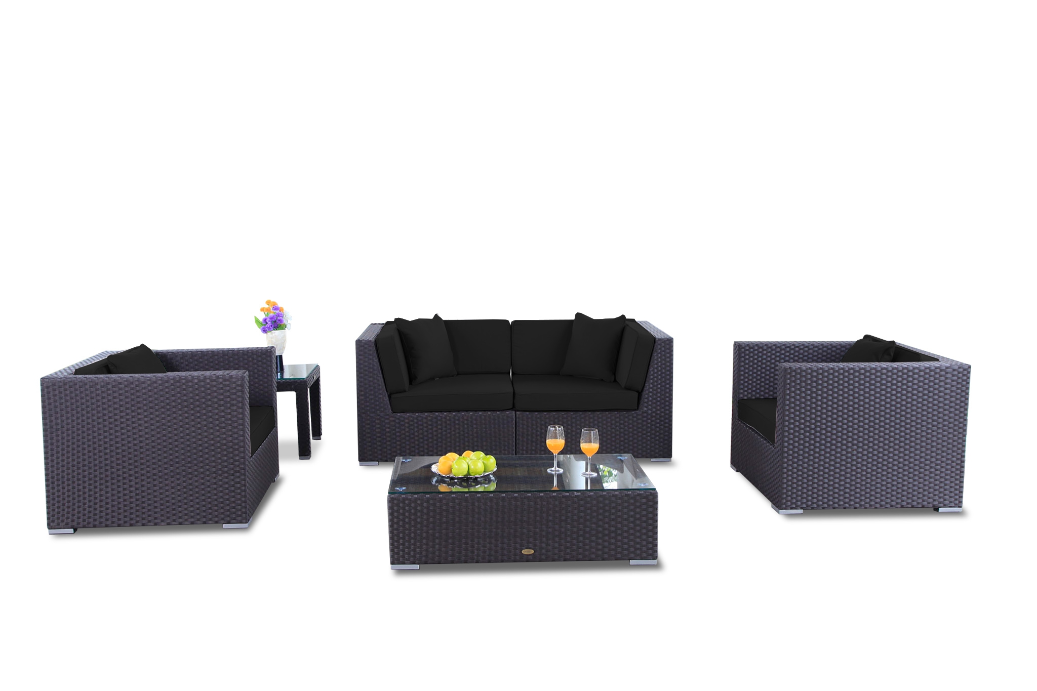 Rattan Lounge Bao Polsterbezug schwarz