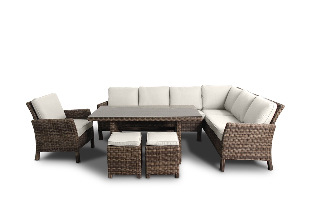 Rattan Lounge Ecklounge Romeo Polsterbezug beige