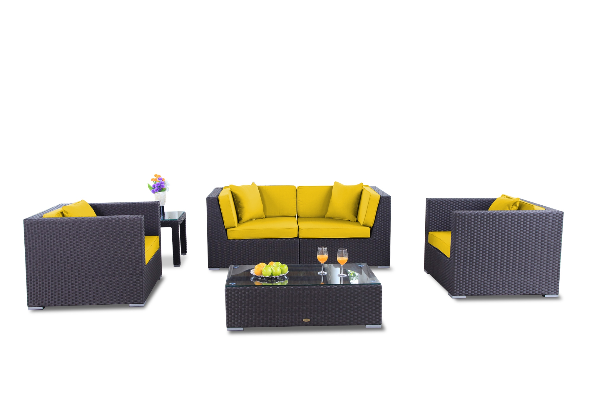 Rattan Lounge Polsterbezug Bao gelb