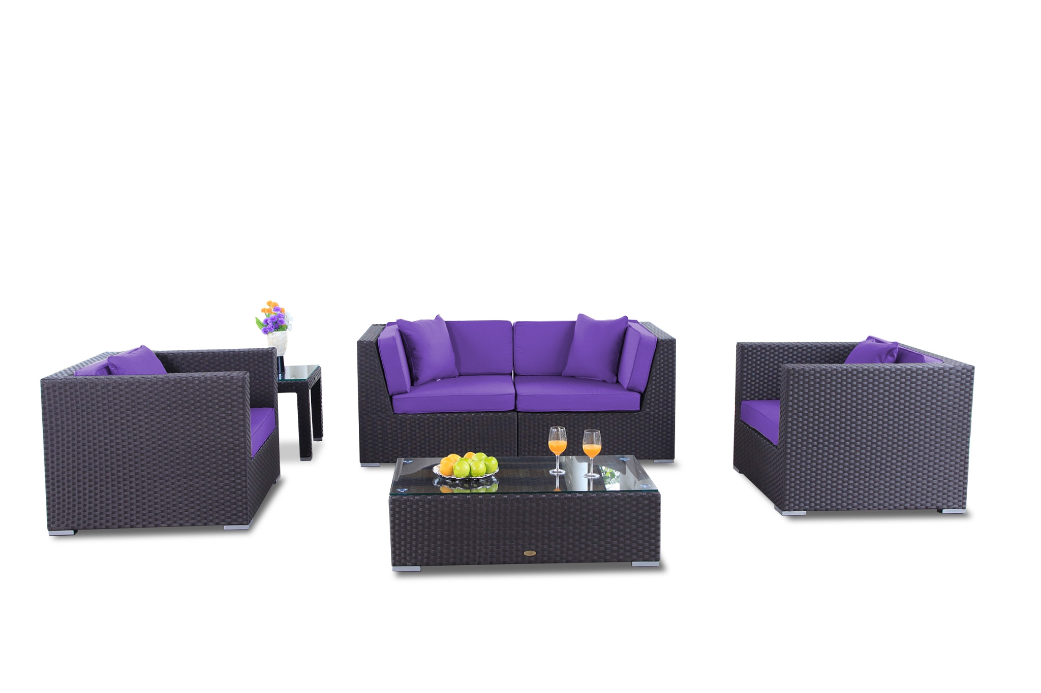 Rattan Lounge Polsterbezug Bao violett