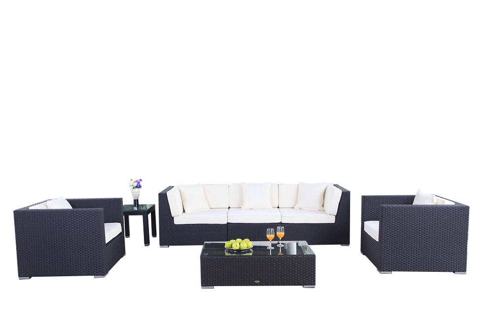 Rattan Lounge Bahama schwarz