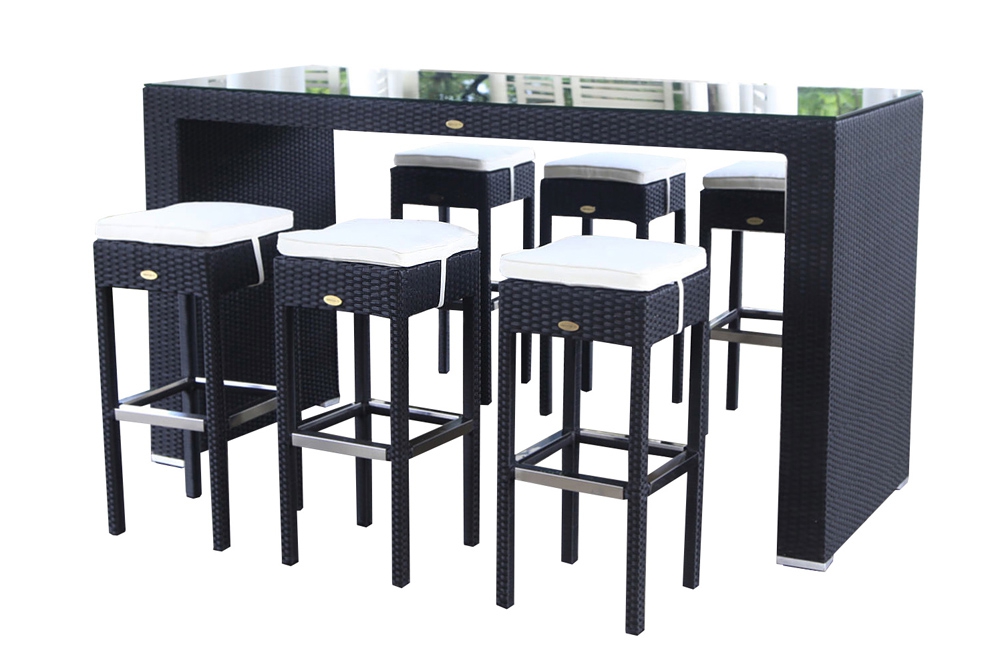 Rattan Bar Quinn mit 6 Stühlen
