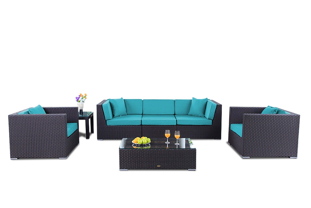 Rattan Gartenmöbel Bahama  Lounge Überzug aqua