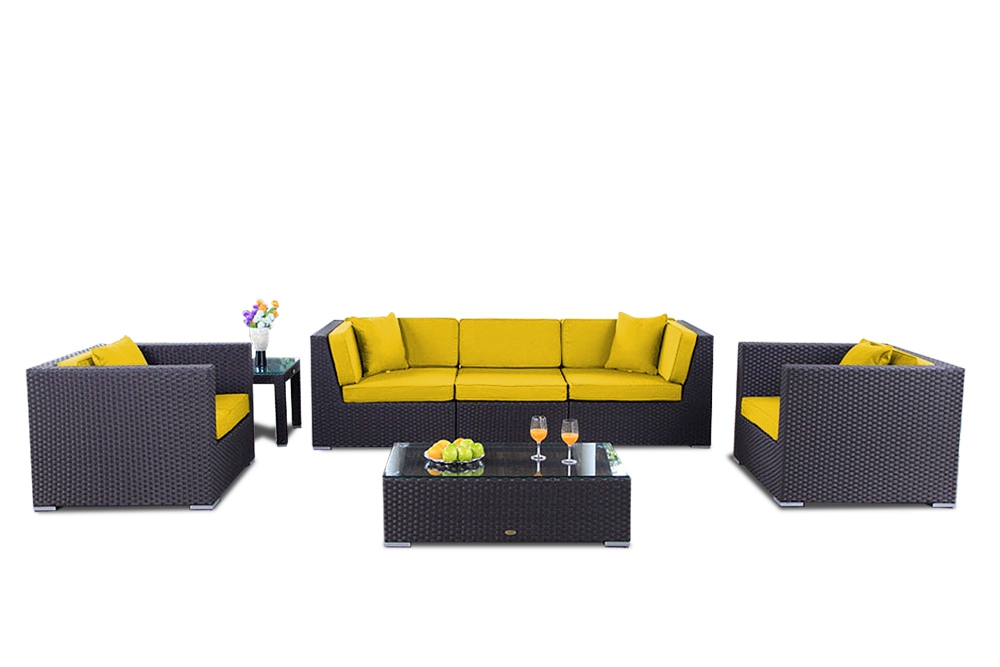 Rattan Gartenmöbel Bahama  Lounge Überzug gelb