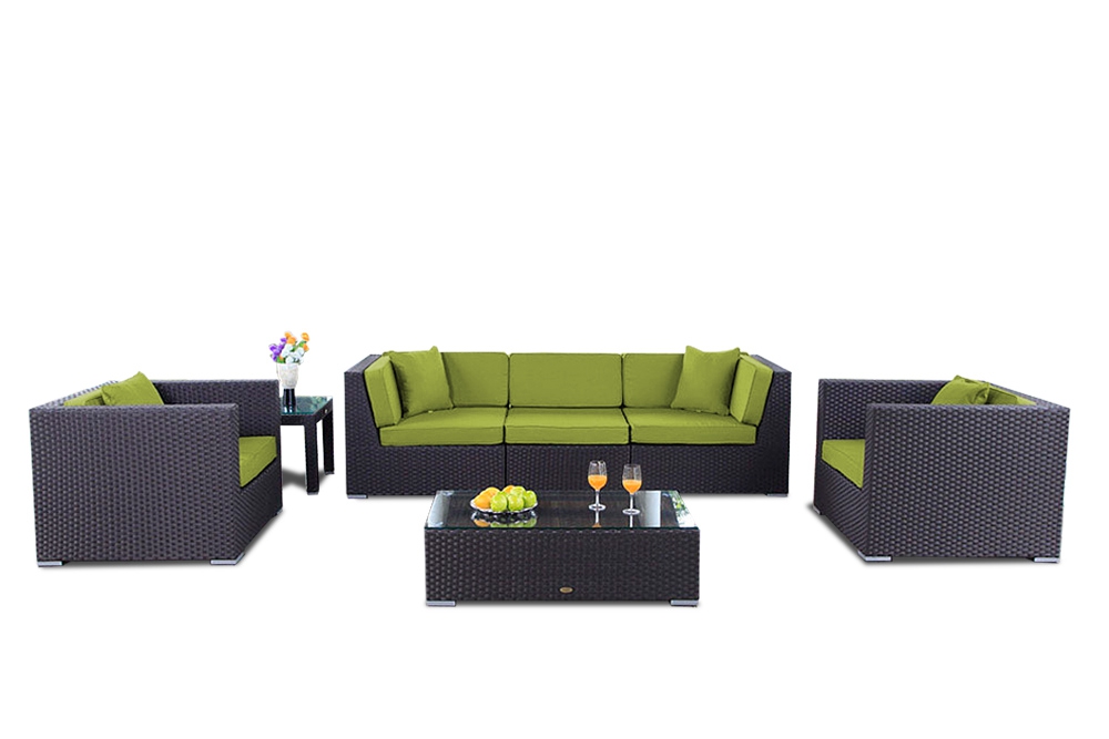 Rattan Gartenmöbel Bahama  Lounge Überzug grün