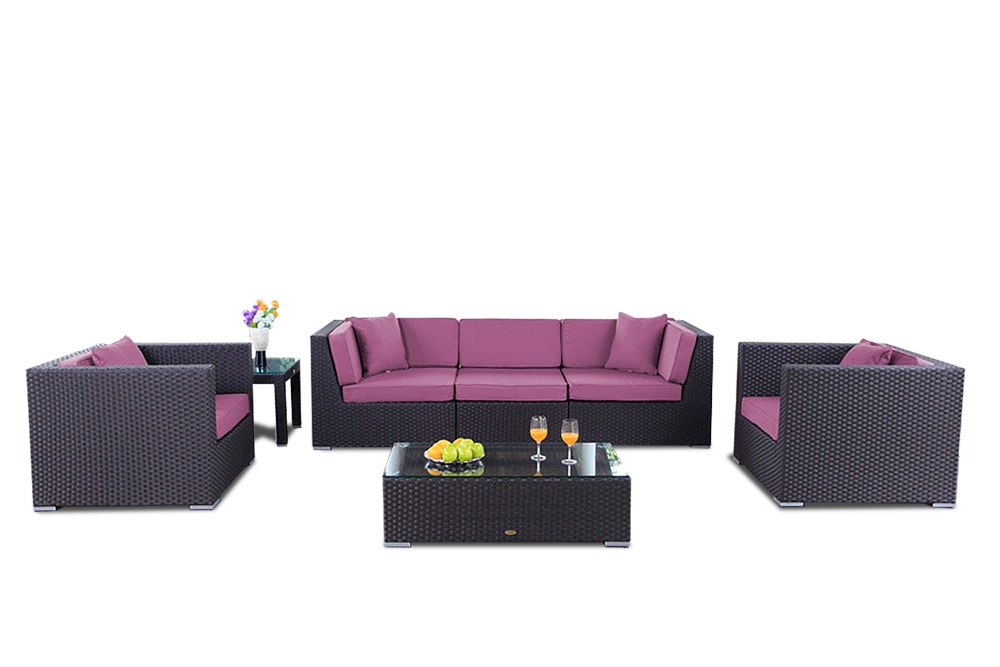 Rattan Gartenmöbel Bahama  Lounge Überzug lila