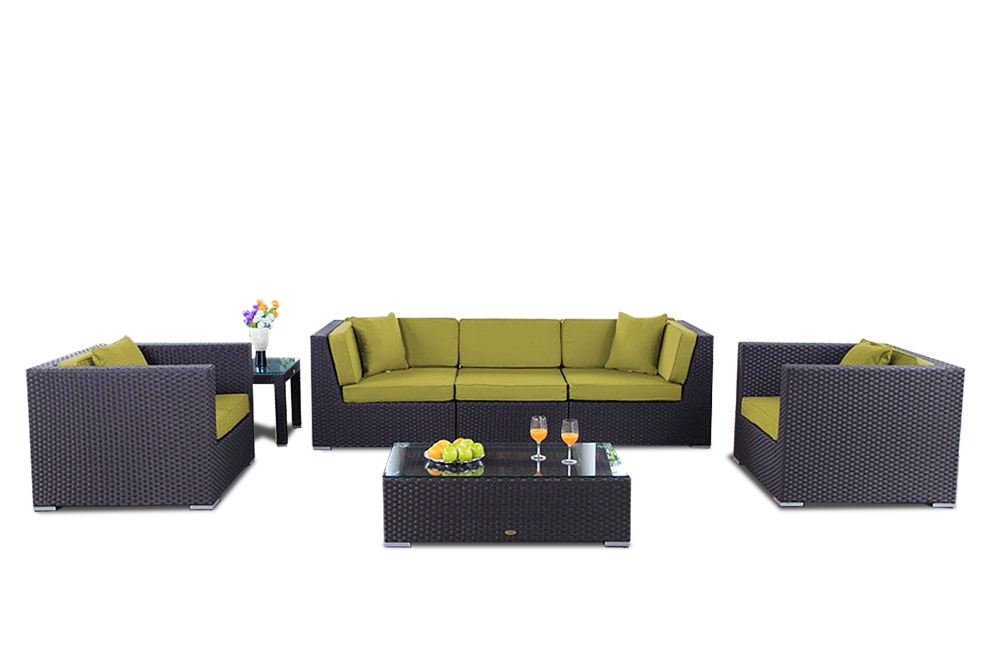 Rattan Gartenmöbel Bahama  Lounge Überzug lime