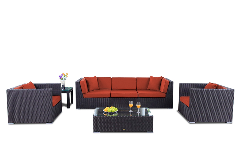 Rattan Gartenmöbel Bahama  Lounge Überzug orange