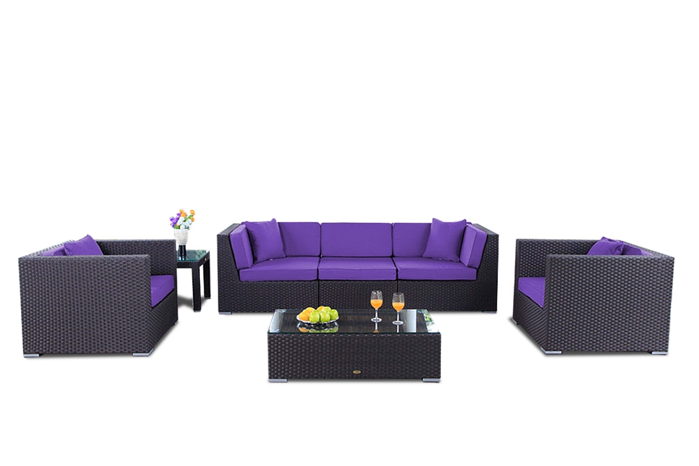 Rattan Gartenmöbel Bahama  Lounge Überzug violett