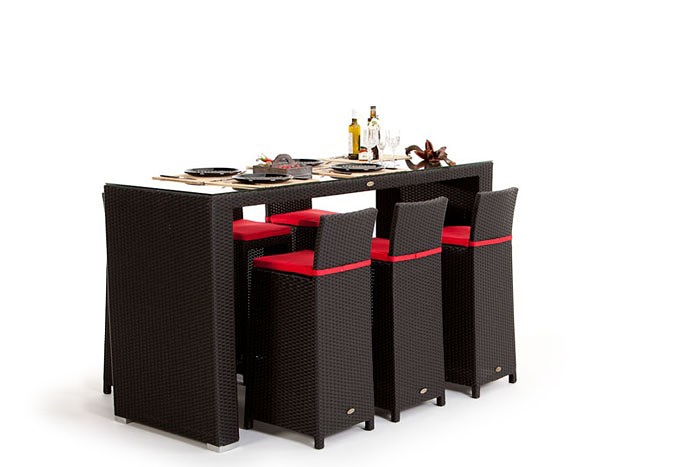 Rattan Bar Set Rouge Tisch und Stuhl
