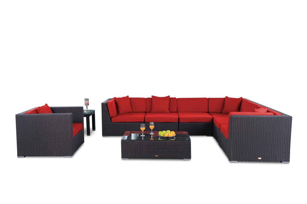 Rattan Gartenmöbel Mojo Lounge Überzug rot