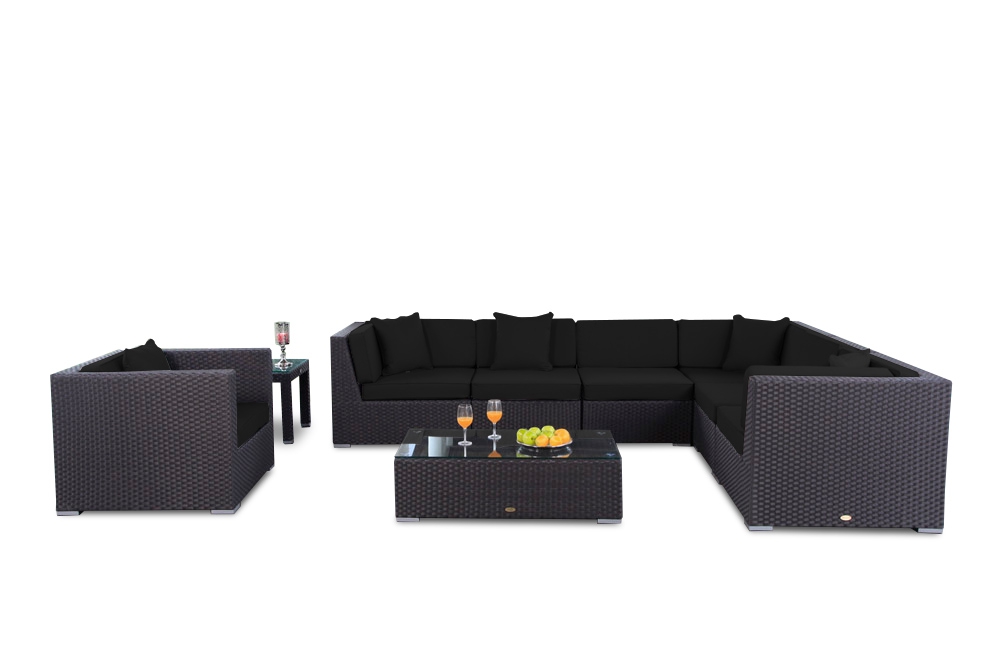 Rattan Gartenmöbel Mojo Lounge Überzug schwarz