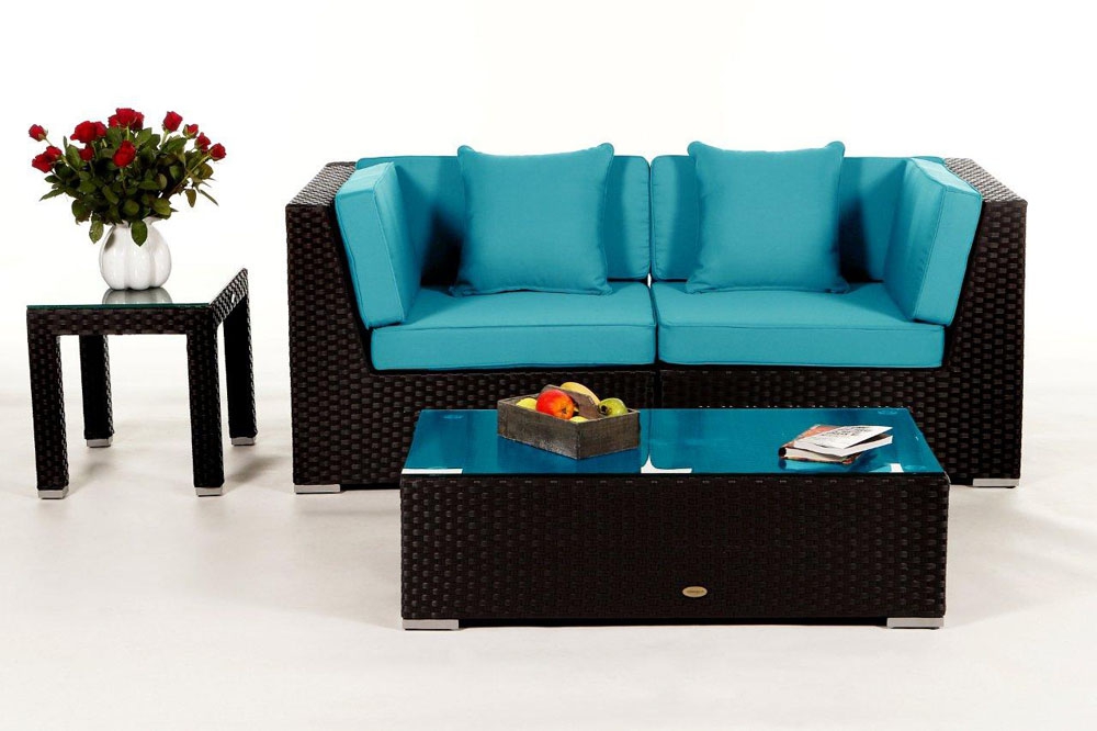 Rattan Lounge Colon: Polsterbezug Set aqua