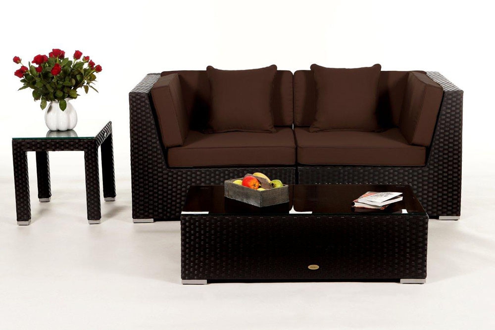 Rattan Lounge Colon: Polsterbezug Set brown
