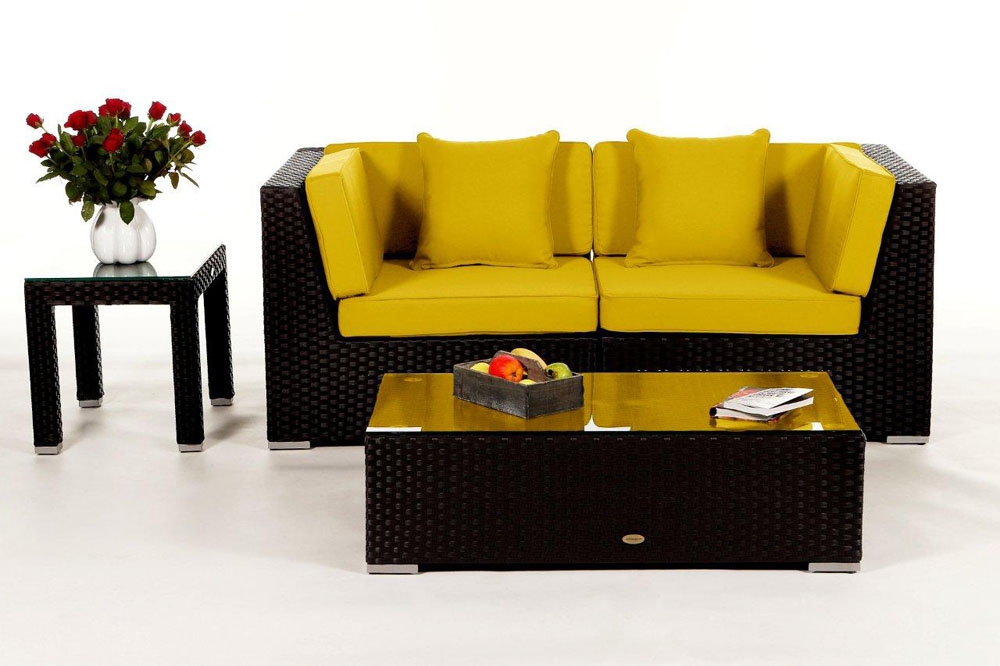 Rattan Lounge Colon: Polsterbezug Set yellow