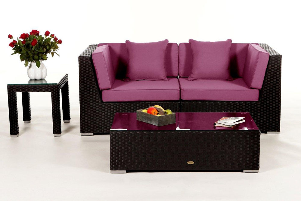 Rattan Lounge Colon: Polsterbezug Set lila