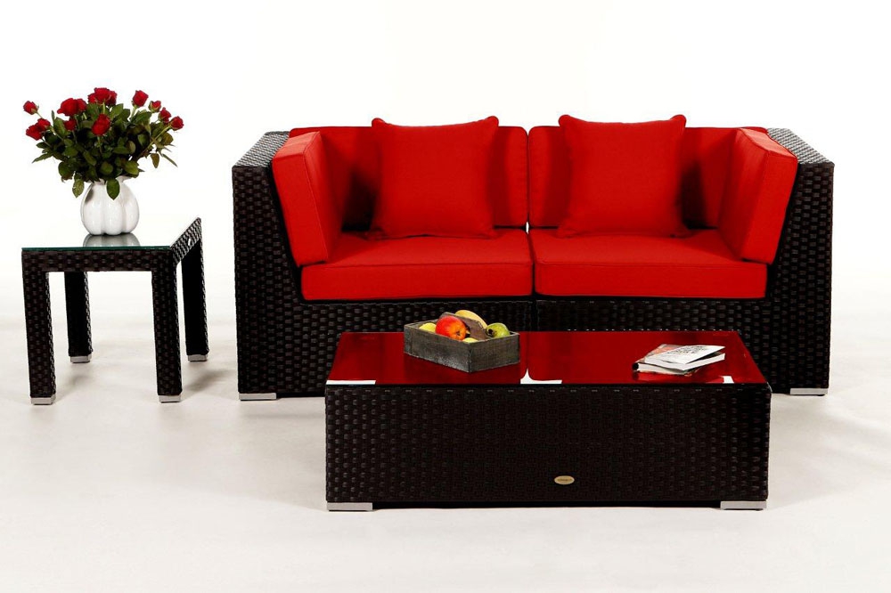 Rattan Lounge Colon: Polsterbezug Set red