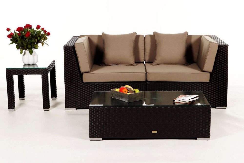 Rattan Lounge Colon: Polsterbezug Set sand brown