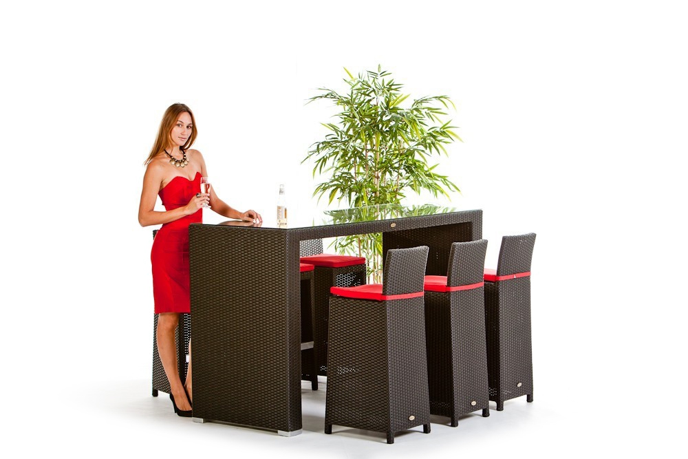Rattan Bar Rouge schwarz