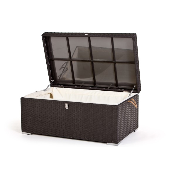 Rattan Lounge Gartenmöbel Kissen-Truhe black