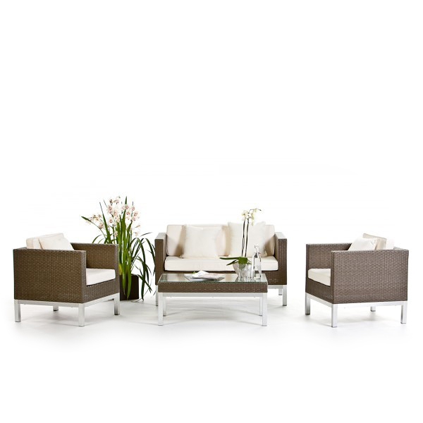 Rattan Lounge Cordoba graubraun