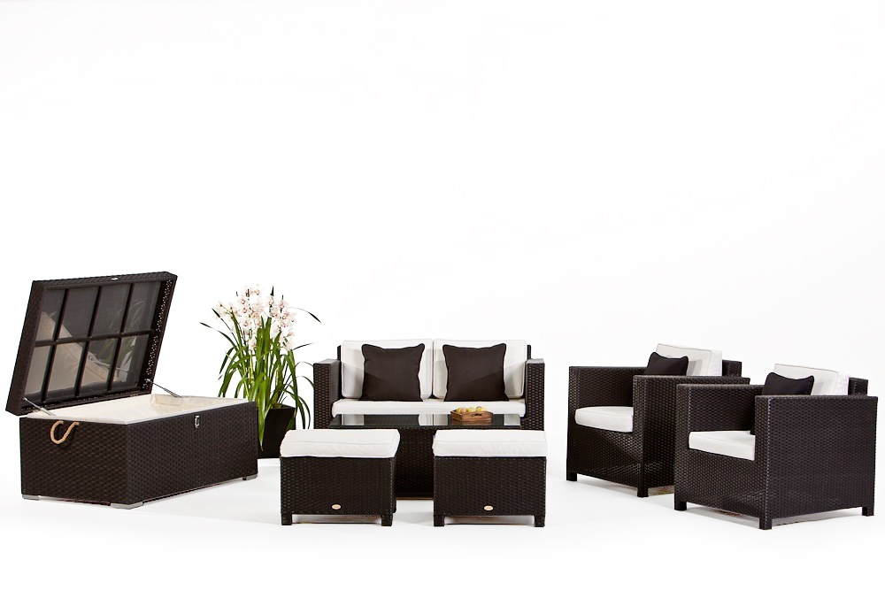 Rattan Lounge Sitzgruppe Diamand Combo black 