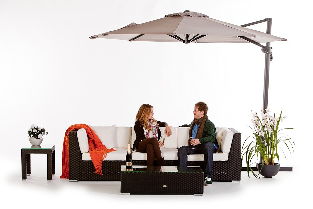 Rattan Lounge Gartenmöbel Sitzgruppe Las Lomas black