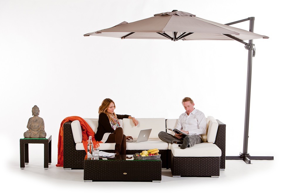Rattan Lounge Gartenmöbel Sitzgruppe San Miguelito black