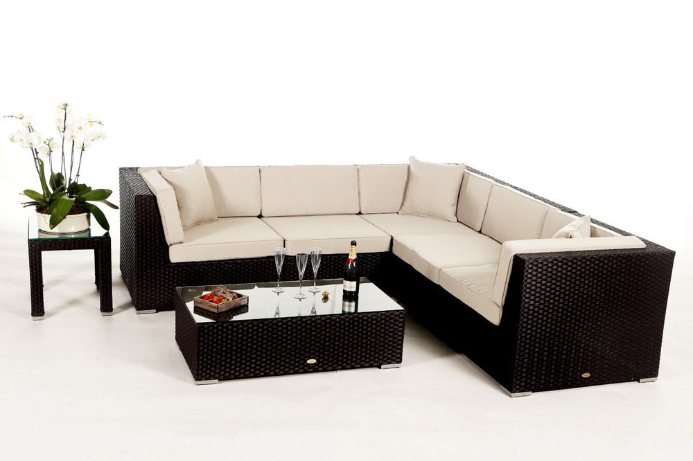 Polsterbezug für Rattan Lounge Guadeloupe beige