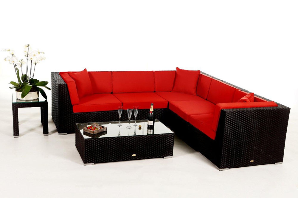 Polsterbezug für Rattan Lounge Guadeloupe red