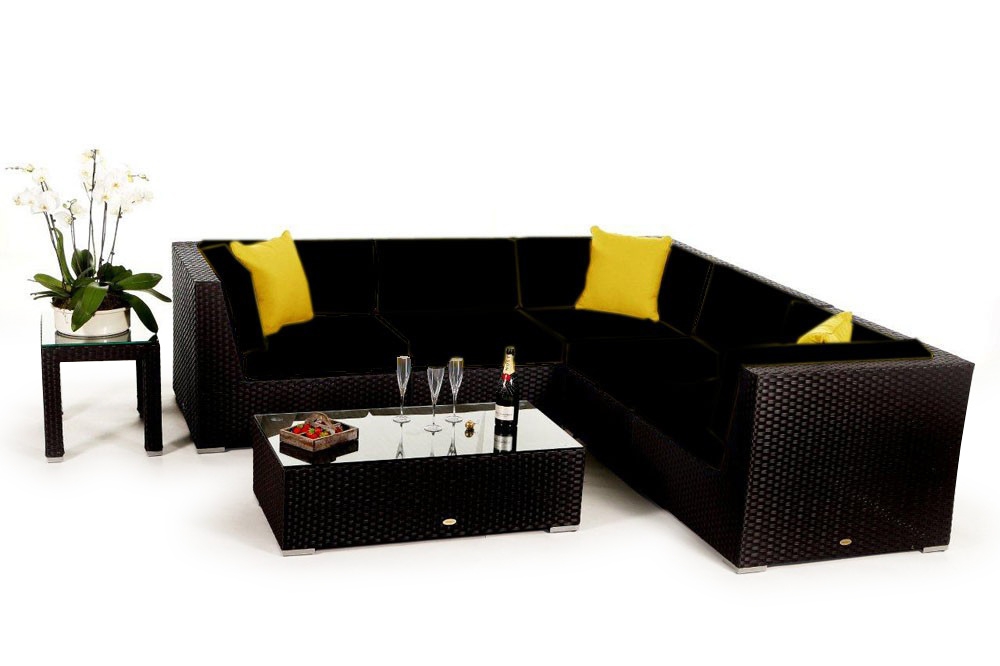 Polsterbezug für Rattan Lounge Guadeloupe schwarz