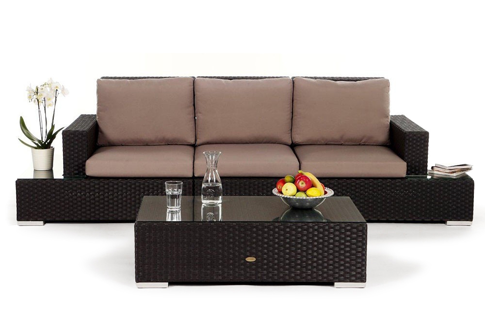 Selene Rattan Lounge, Polster Sandbraun