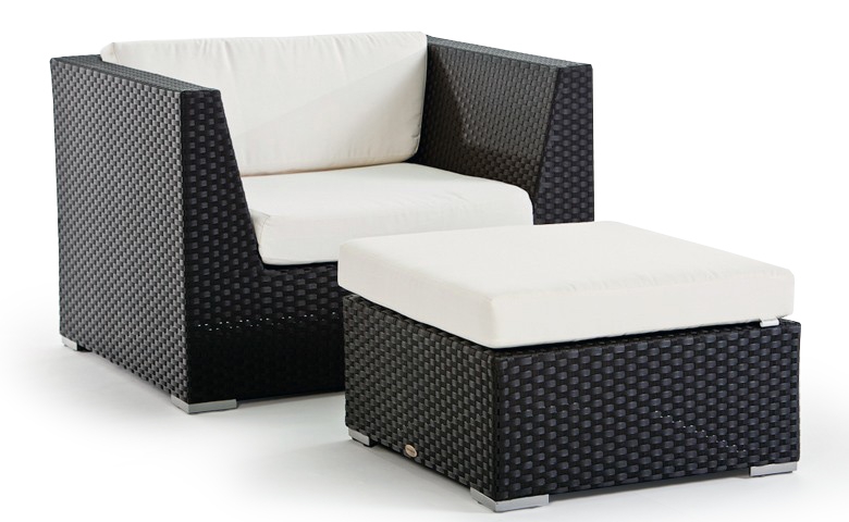 Rattan Lounge Sessel Panama schwarz