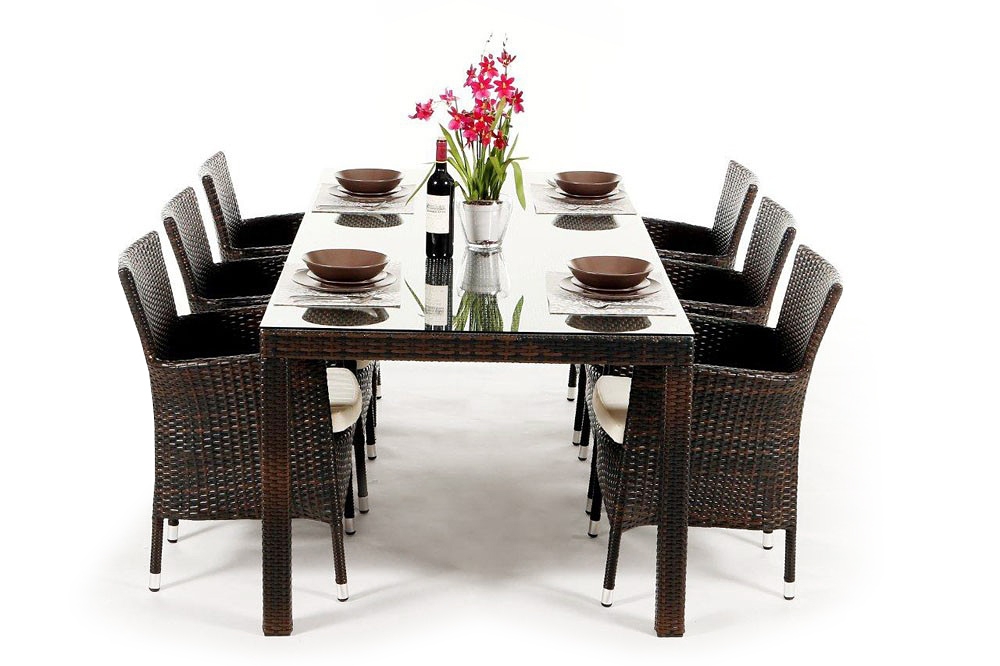 Rattan Tisch und Stühle Orichid Dining mix braun