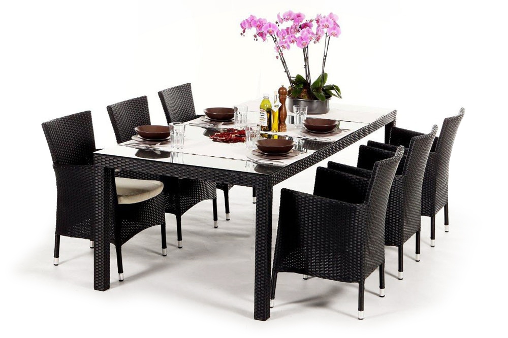 Rattan Tisch und Stühle Orchid Dining schwarz