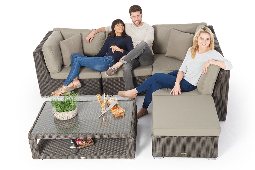 Rattanmöbel Zoey Lounge braun dicke Polster