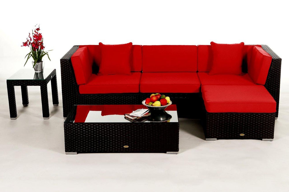 Rattan Lounge San Miguelito, Überzug red