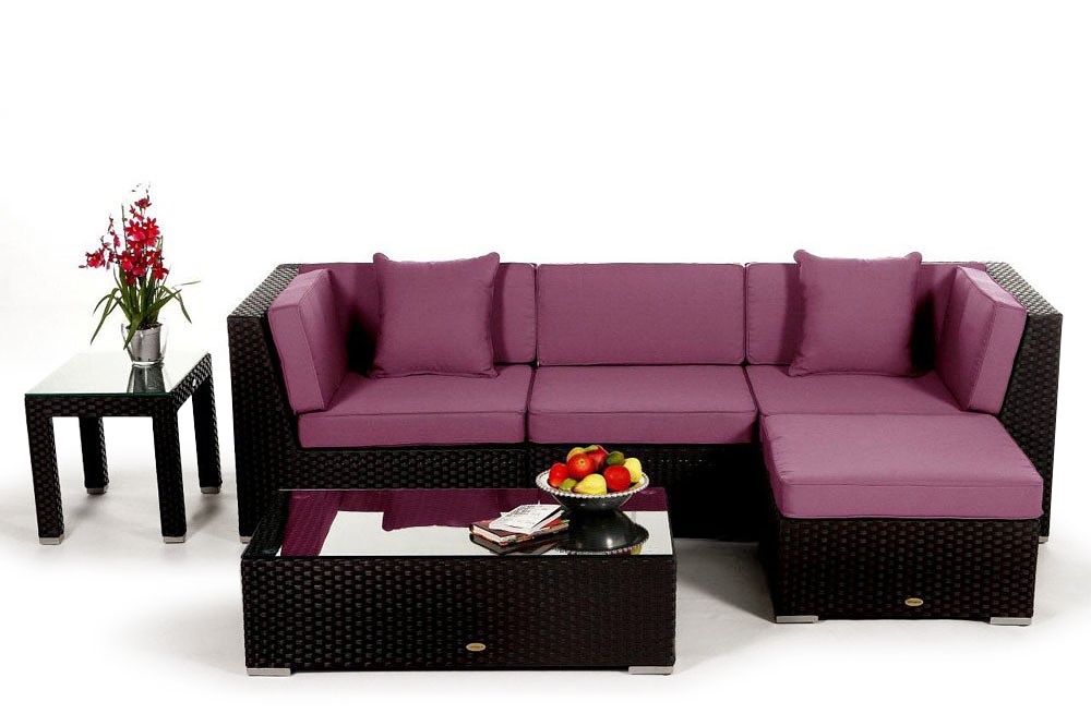 Rattan Lounge Gartenmöbel Polsterbezug San Miguelito lila