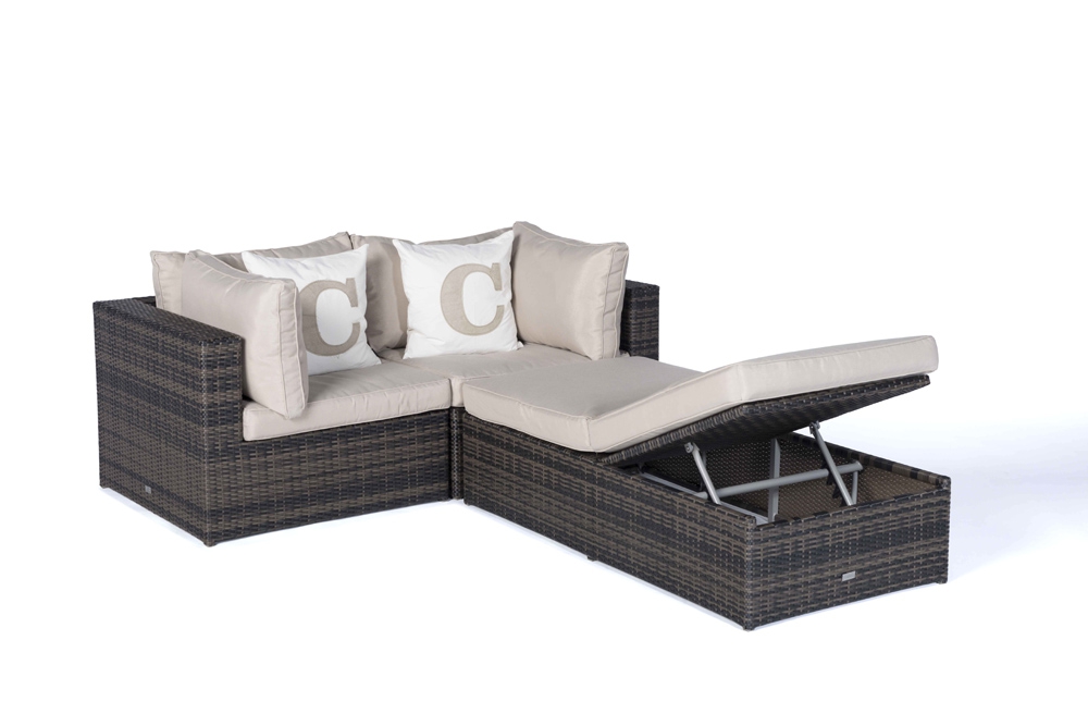 Rattan Lounge Santa Cruz braun mit verstellbarer Liege