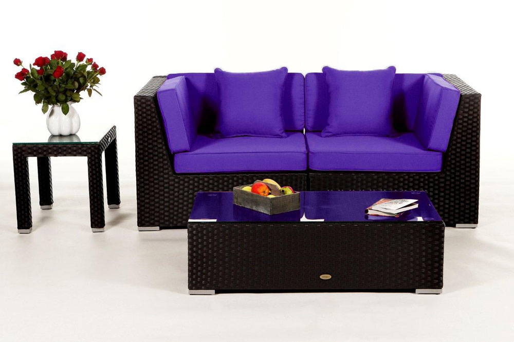 Rattan Lounge Colon: Polsterbezug Set violett