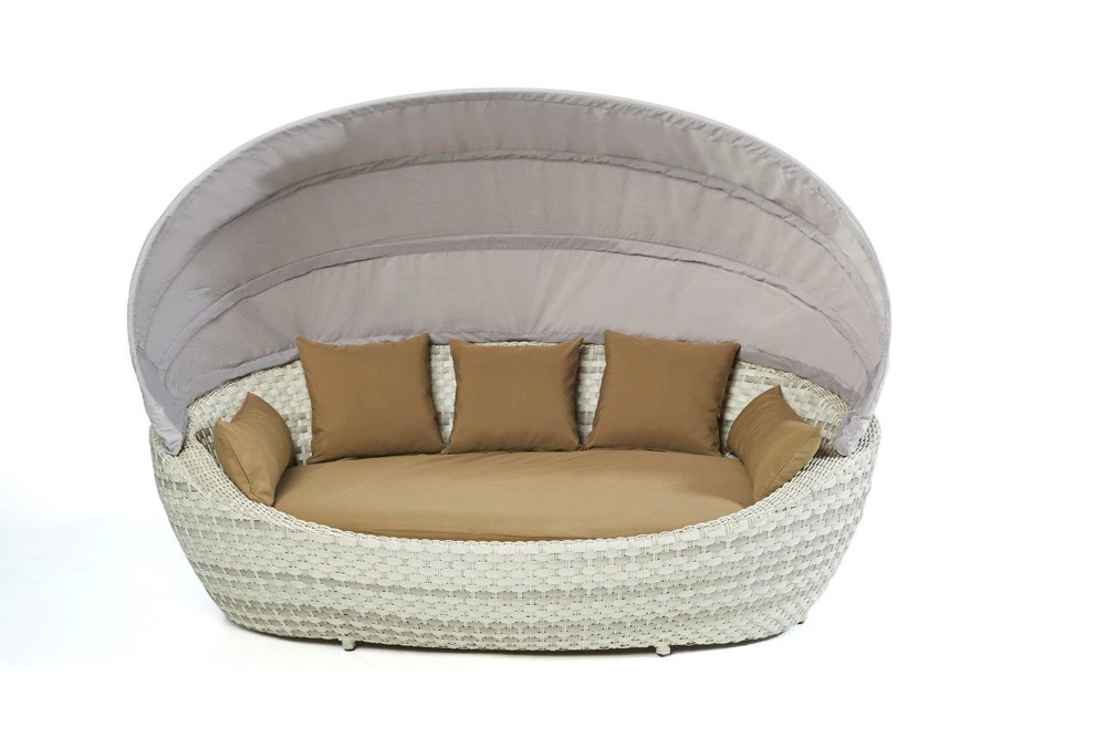 Rattan Liege Summerdream  Special grey white Polsterbezug Sand Brown