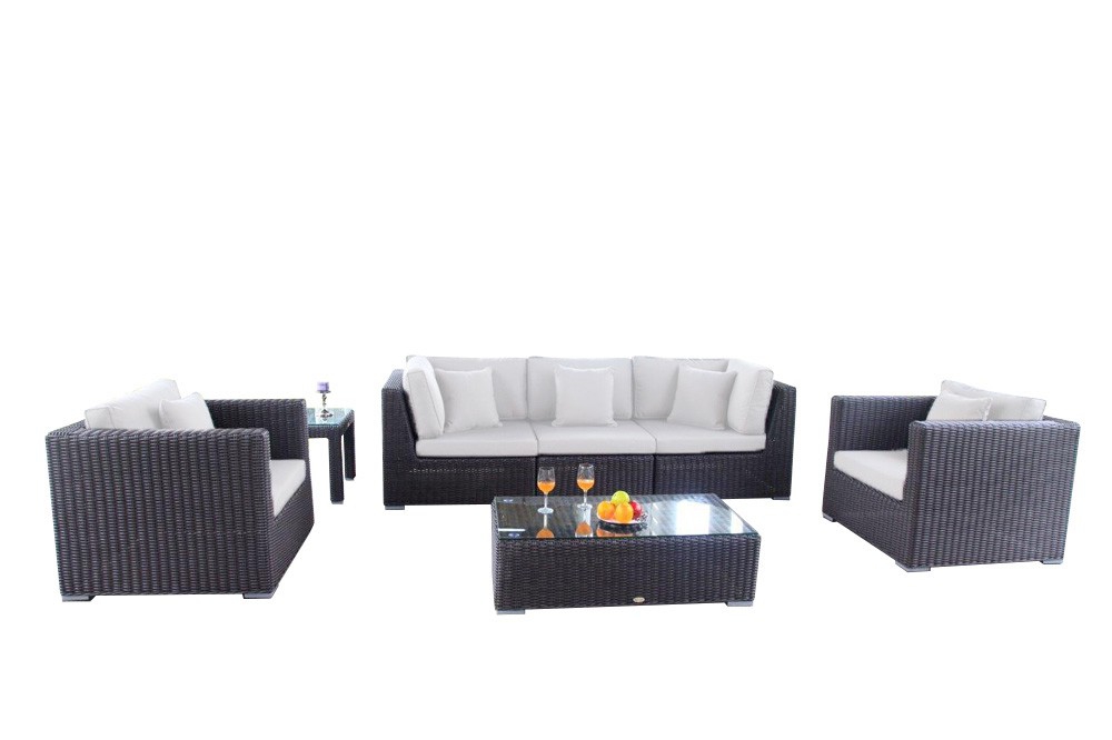 Trevor Rattan Lounge Sitzgruppe Loungepolster Bezug beige