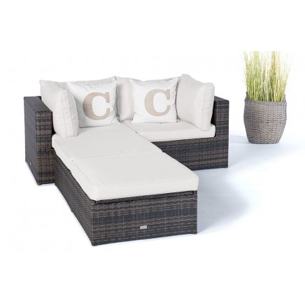 Santa Cruz Rattan Lounge braun Polsterbezug beige