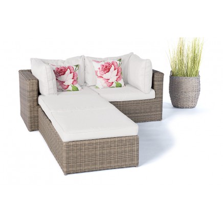 Santa Cruz Rattan Lounge natural Polsterbezug beige