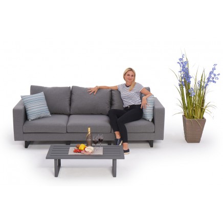 Mosambik 3er Allwetter Sofa Outdoor Lounge grau